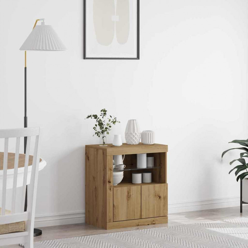 Komoda LED Brązowy 60,5 x 37 x 67 cm Materiał drewnopochodny