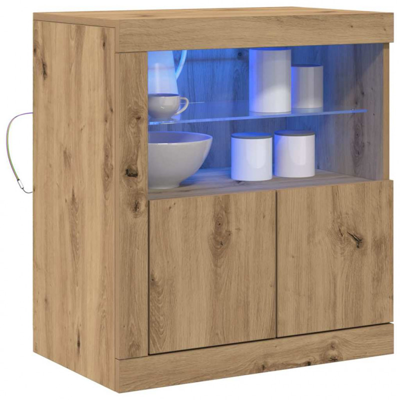 Komoda LED Brązowy 60,5 x 37 x 67 cm Materiał drewnopochodny