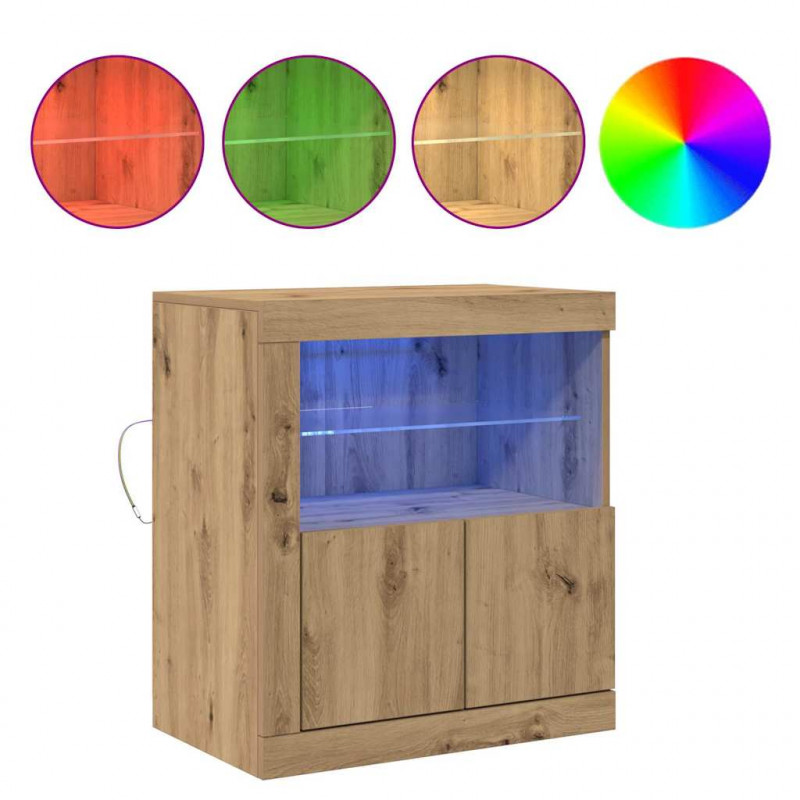 Komoda LED Brązowy 60,5 x 37 x 67 cm Materiał drewnopochodny