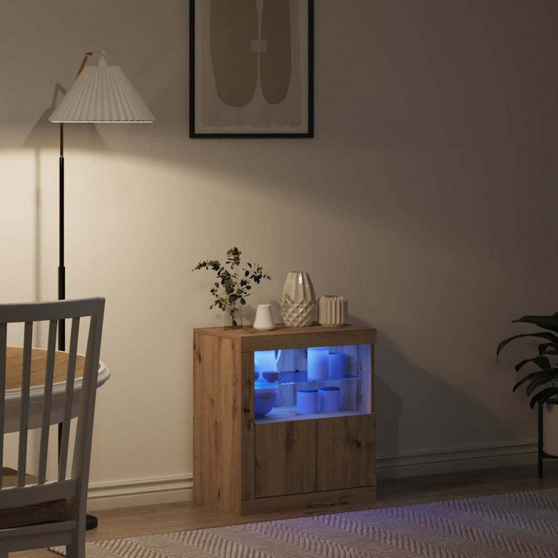 Komoda LED Brązowy 60,5 x 37 x 67 cm Materiał drewnopochodny