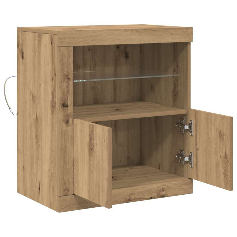 Komoda LED Brązowy 60,5 x 37 x 67 cm Materiał drewnopochodny