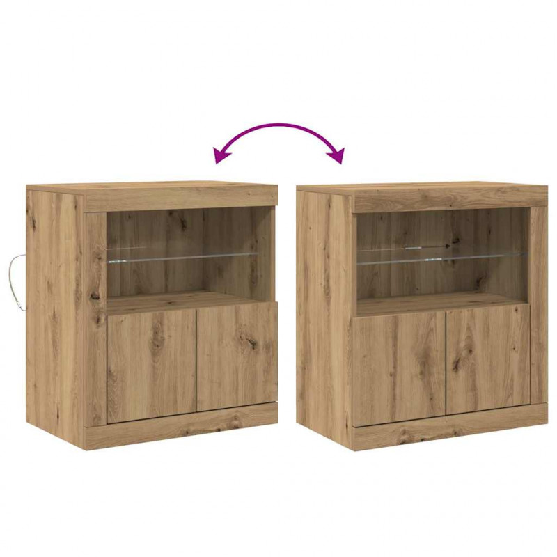 Komoda LED Brązowy 60,5 x 37 x 67 cm Materiał drewnopochodny