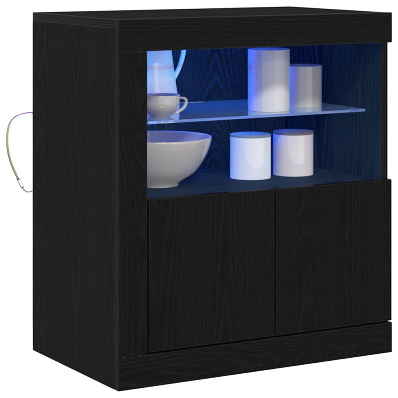 Komoda LED Czarny 60,5 x 37 x 67 cm Materiał drewnopochodny