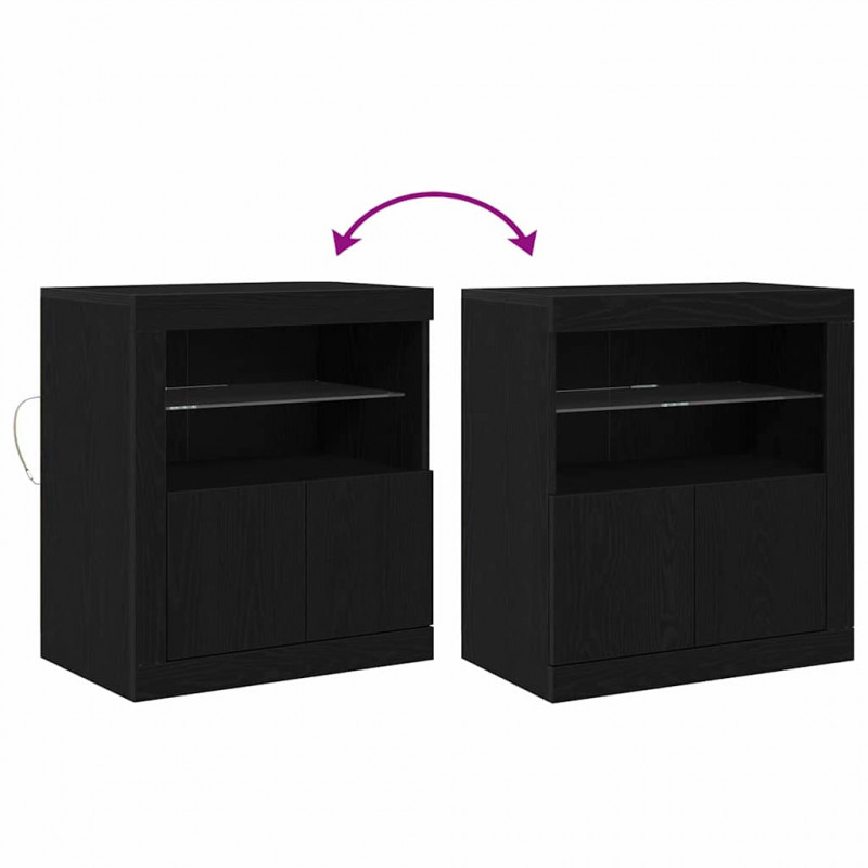 Komoda LED Czarny 60,5 x 37 x 67 cm Materiał drewnopochodny