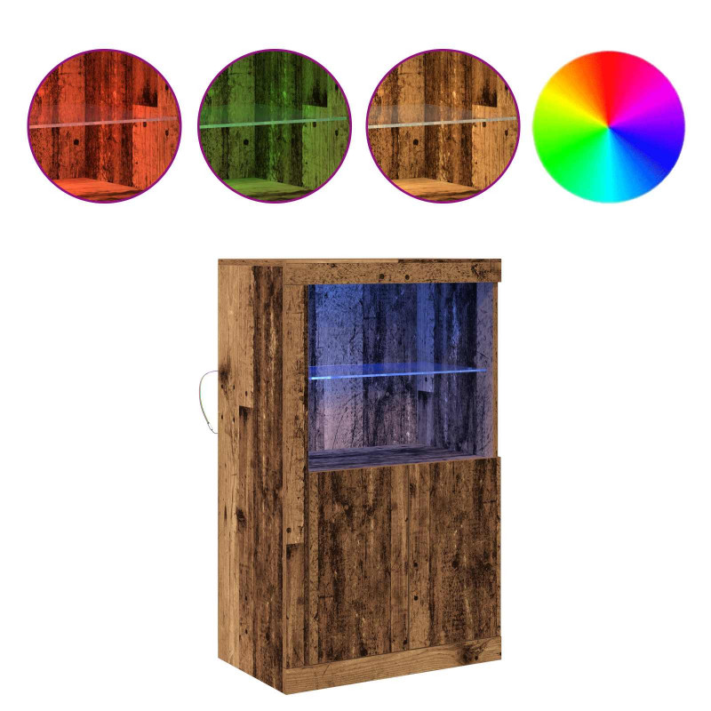 Komoda LED Ze LED Lights Stare drewno 60,5 x 37 x 100 cm