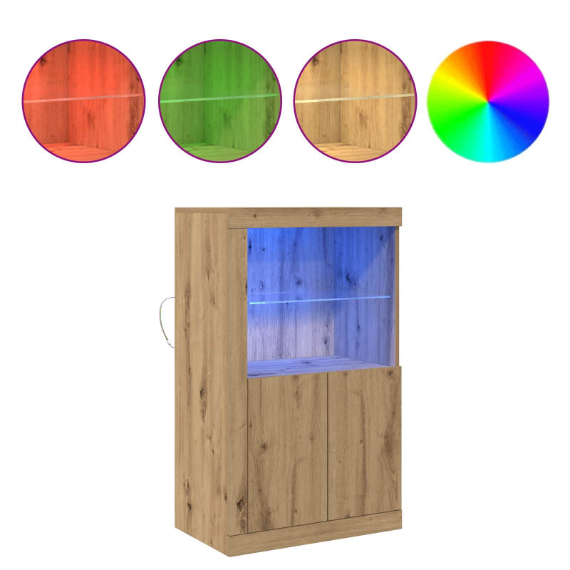 Komoda LED Ze LED Lights Dąb rzemieślniczy 60,5 x 37 x 100 cm
