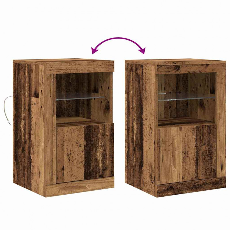 Komoda LED Stare drewno 41 x 37 x 67 cm Materiał drewnopochodny