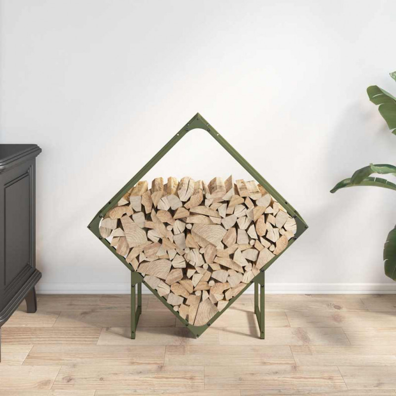 Stojak na drewno opałowe, oliwkowo-zielony, 80x25x80 cm
