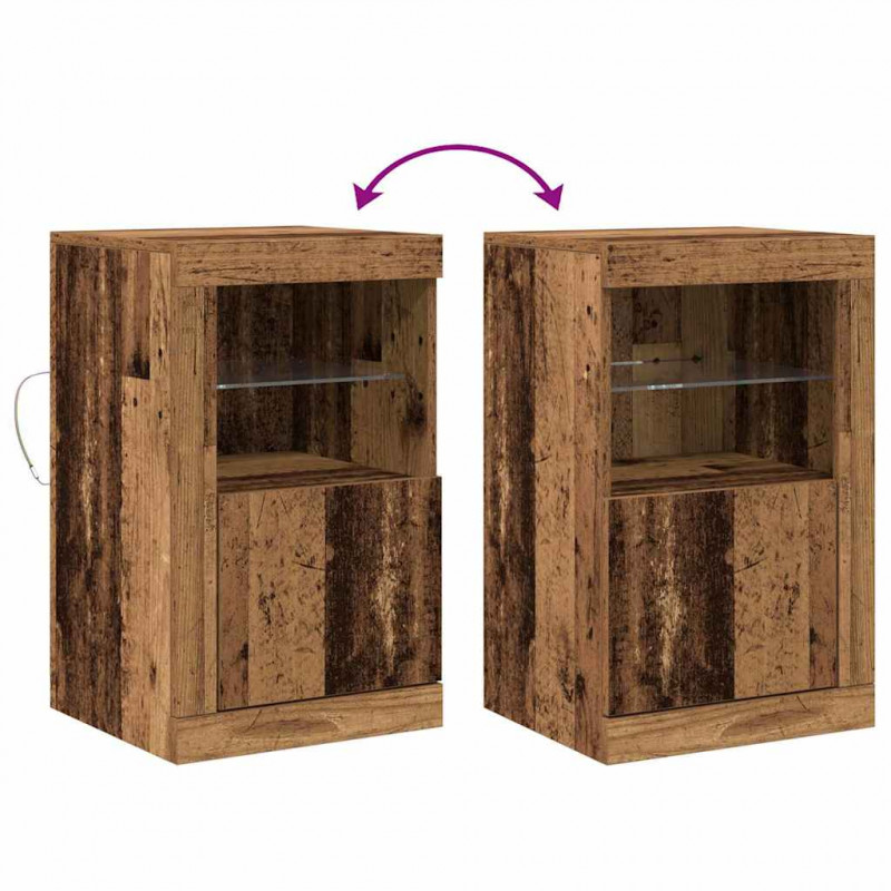 Komoda LED Ze LED Lights 2 pcs Stare drewno 41 x 37 x 67 cm