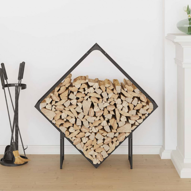 Stojak na drewno opałowe czarny 100x25x100 cm