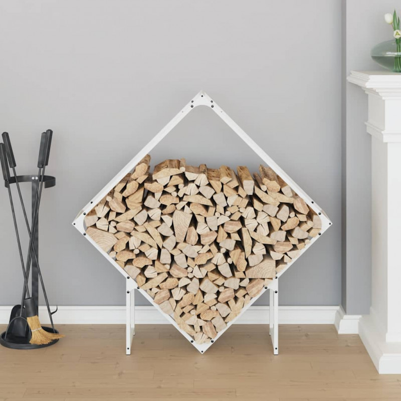 Stojak na drewno opałowe biały 100x25x100 cm