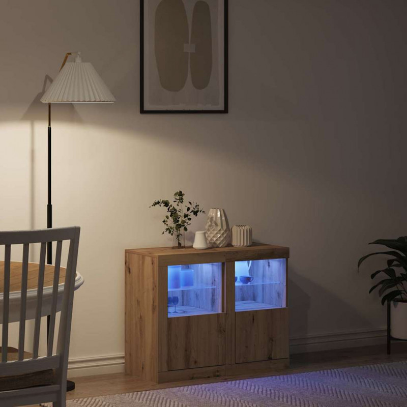 Komoda LED 2 pcs Dąb rzemieślniczy 41 x 37 x 67 cm