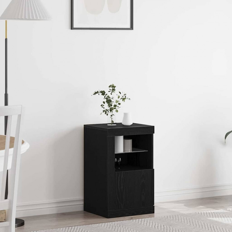Komoda LED Czarny Dąb 41 x 37 x 67 cm Materiał drewnopochodny