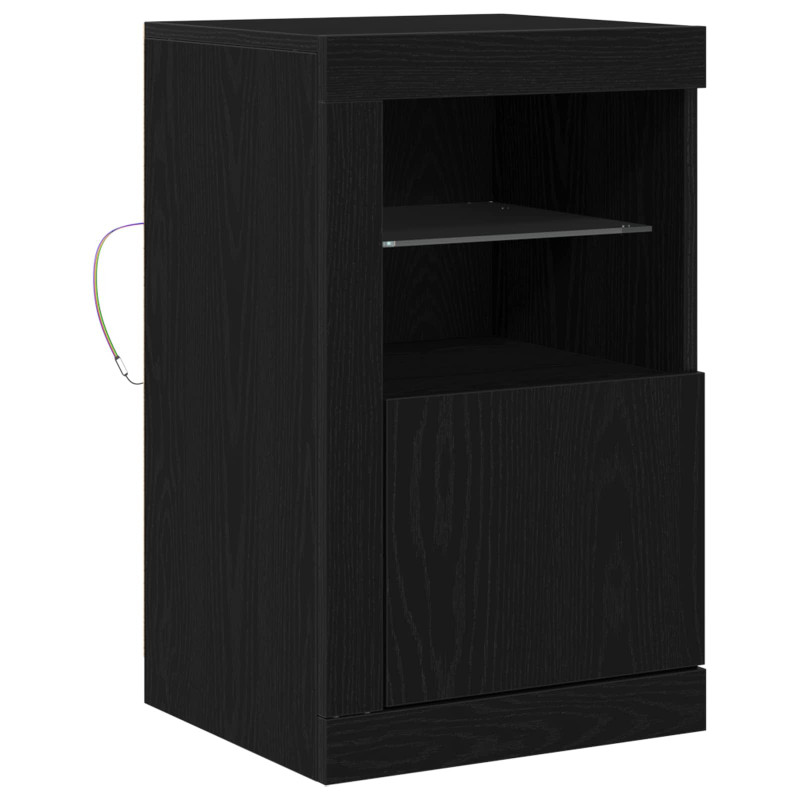 Komoda LED Czarny Dąb 41 x 37 x 67 cm Materiał drewnopochodny