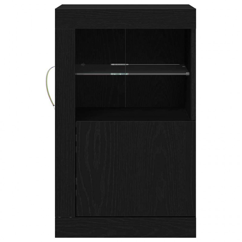 Komoda LED Czarny Dąb 41 x 37 x 67 cm Materiał drewnopochodny