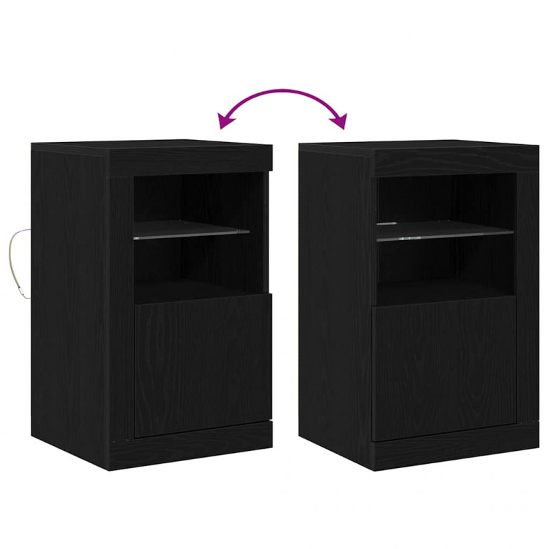 Komoda LED Czarny Dąb 41 x 37 x 67 cm Materiał drewnopochodny