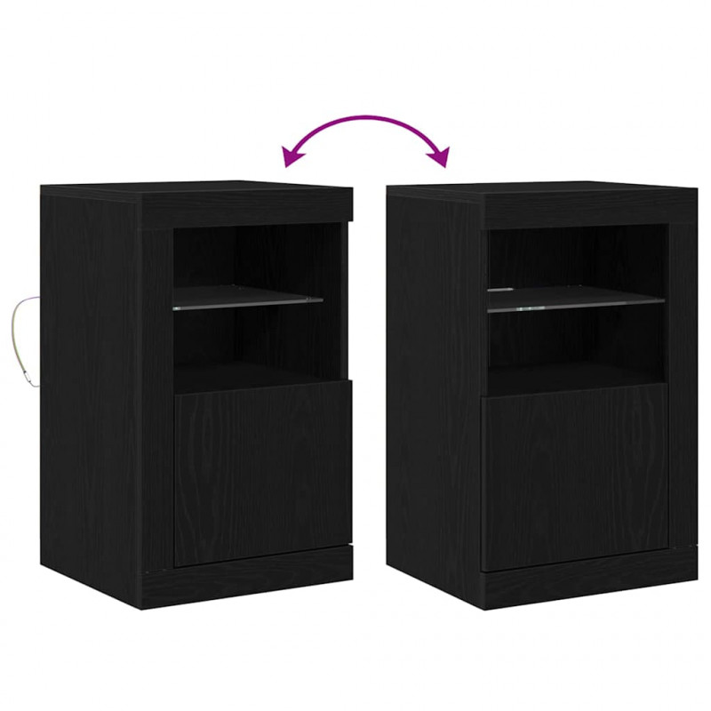 Komoda LED Ze LED Lights 2 pcs Czarny Dąb 41 x 37 x 67 cm