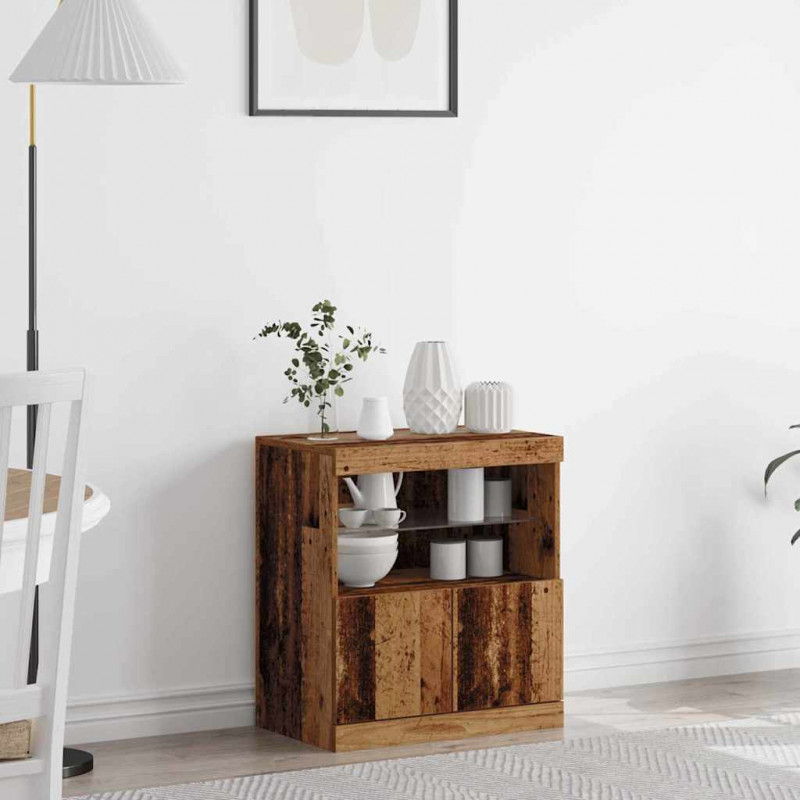 Komoda LED Brązowy 60,5 x 37 x 67 cm Materiał drewnopochodny