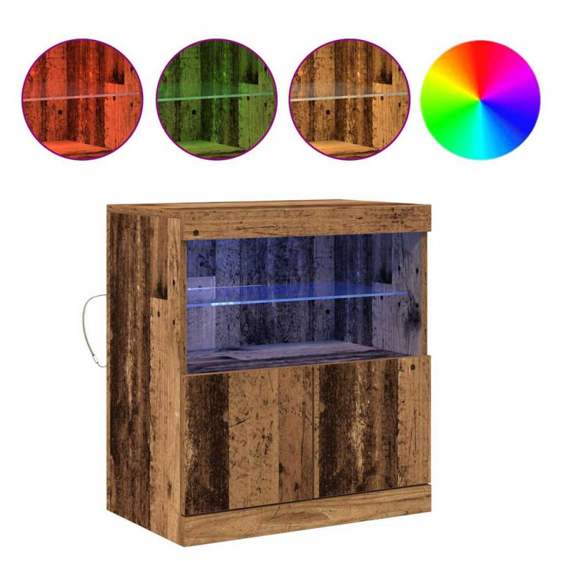 Komoda LED Brązowy 60,5 x 37 x 67 cm Materiał drewnopochodny