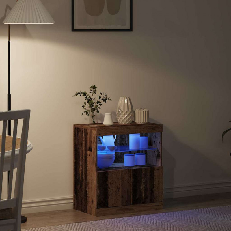 Komoda LED Brązowy 60,5 x 37 x 67 cm Materiał drewnopochodny