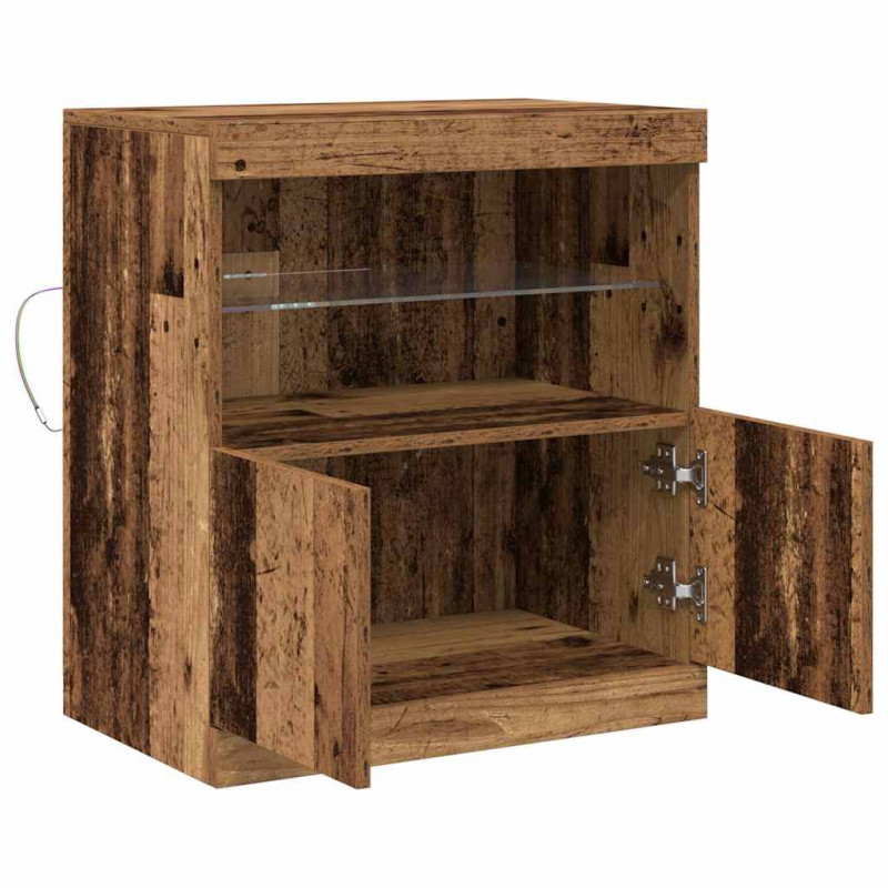Komoda LED Brązowy 60,5 x 37 x 67 cm Materiał drewnopochodny