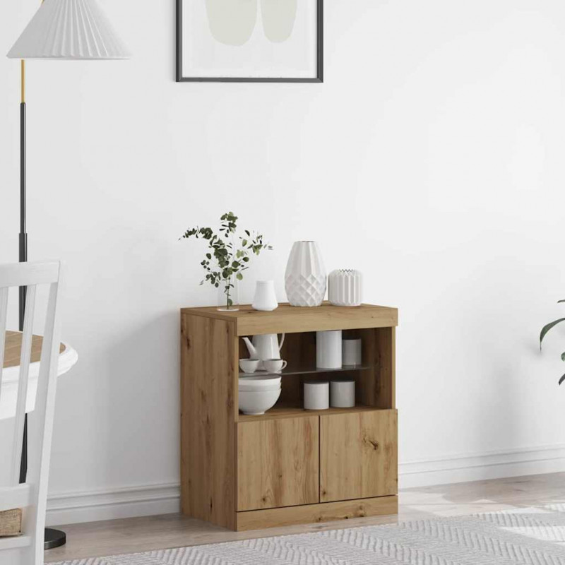 Komoda LED Brązowy 60,5 x 37 x 67 cm Materiał drewnopochodny