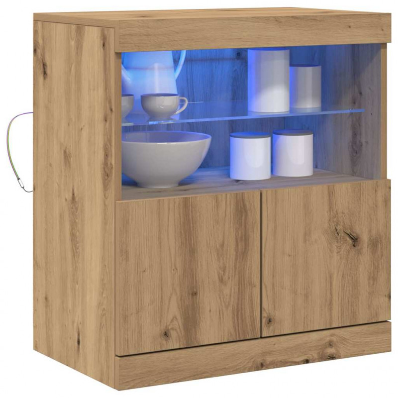 Komoda LED Brązowy 60,5 x 37 x 67 cm Materiał drewnopochodny