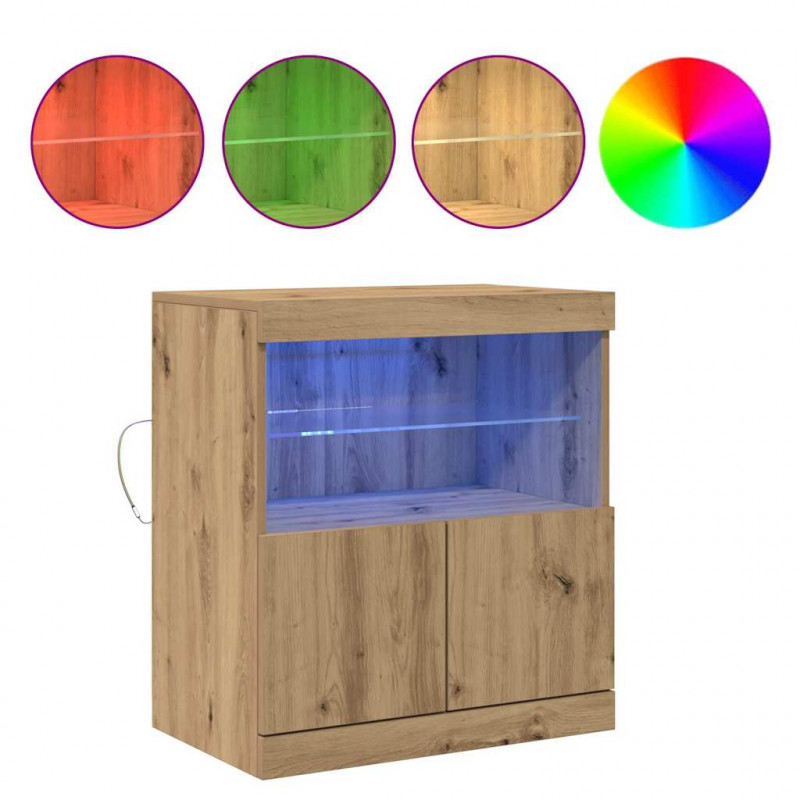 Komoda LED Brązowy 60,5 x 37 x 67 cm Materiał drewnopochodny