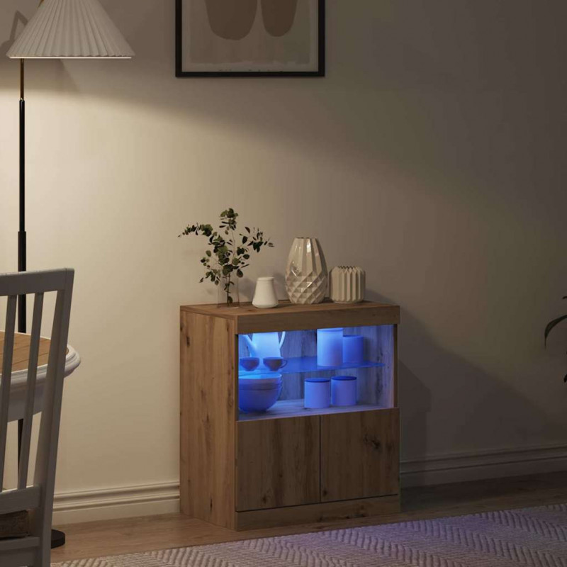 Komoda LED Brązowy 60,5 x 37 x 67 cm Materiał drewnopochodny