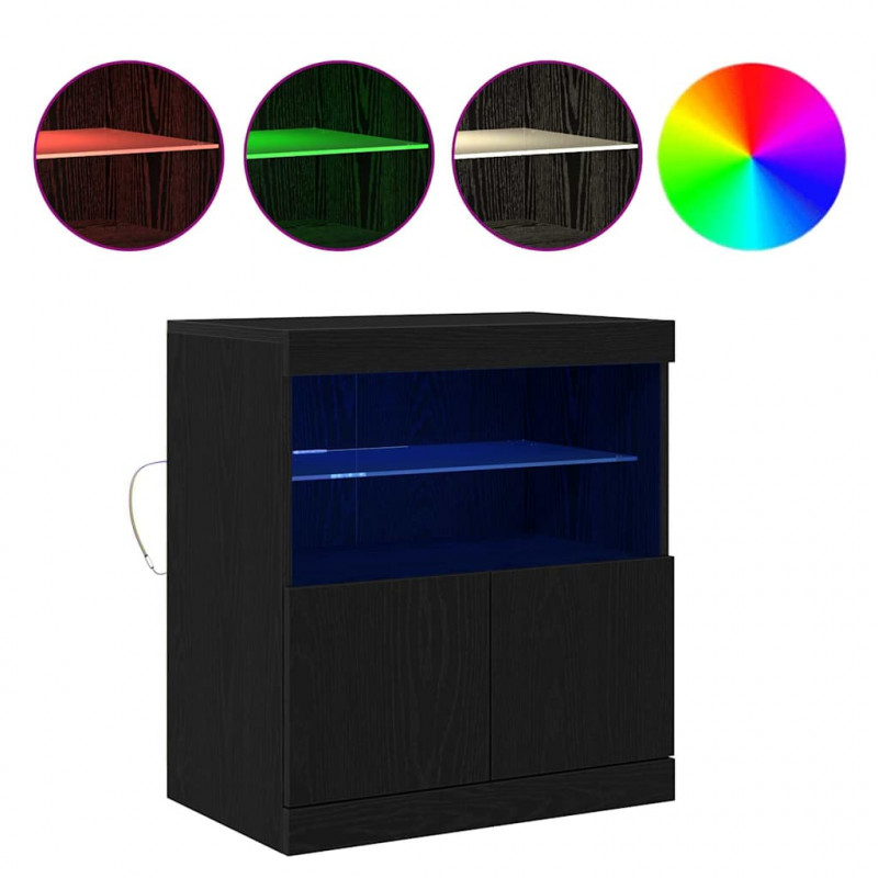Komoda LED Czarny 60,5 x 37 x 67 cm Materiał drewnopochodny