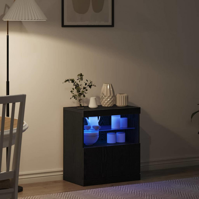 Komoda LED Czarny 60,5 x 37 x 67 cm Materiał drewnopochodny