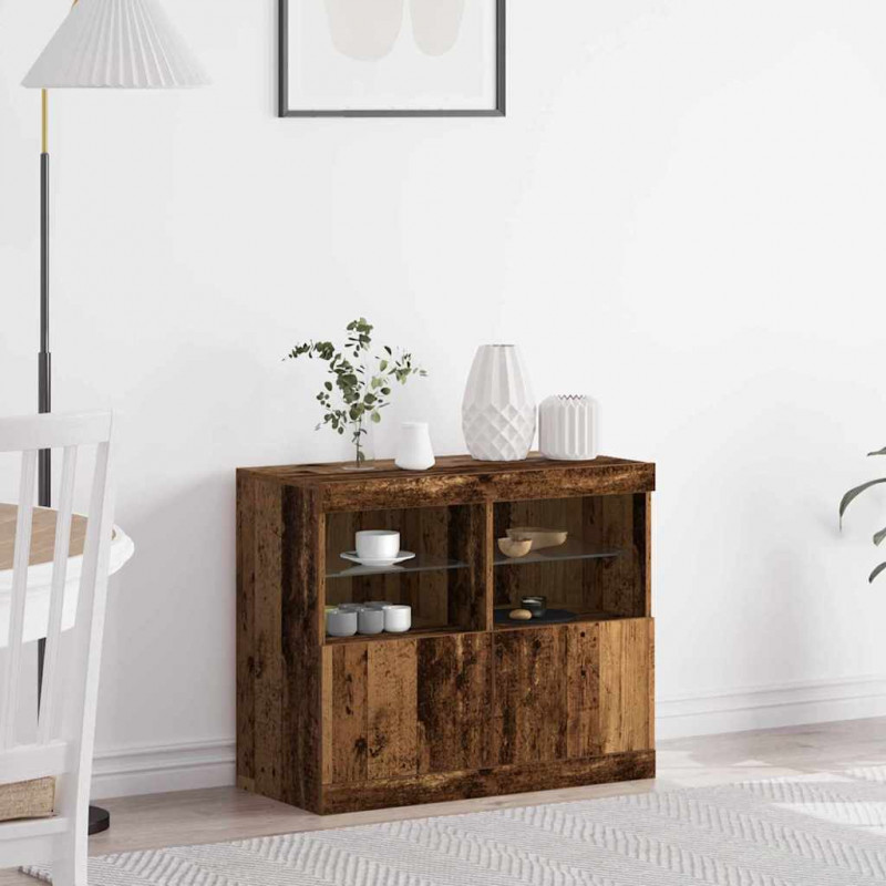 Komoda LED Brązowy 81 x 37 x 66,5 cm Materiał drewnopochodny