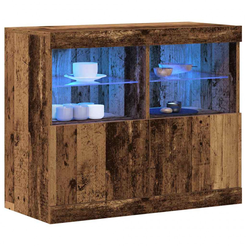 Komoda LED Brązowy 81 x 37 x 66,5 cm Materiał drewnopochodny