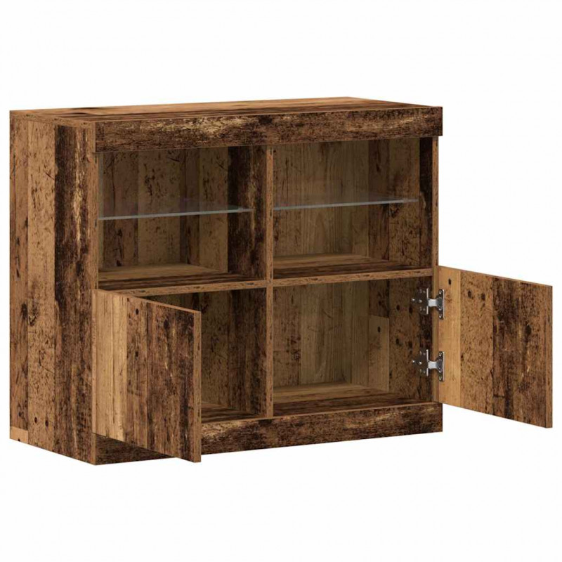 Komoda LED Brązowy 81 x 37 x 66,5 cm Materiał drewnopochodny