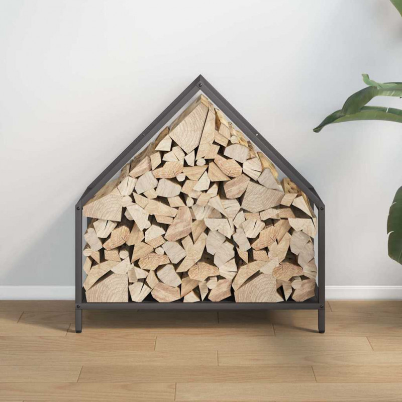 Stojak na drewno opałowe czarny 60x25x60 cm