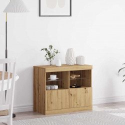 Komoda LED Brązowy 81 x 37 x 66,5 cm Materiał drewnopochodny