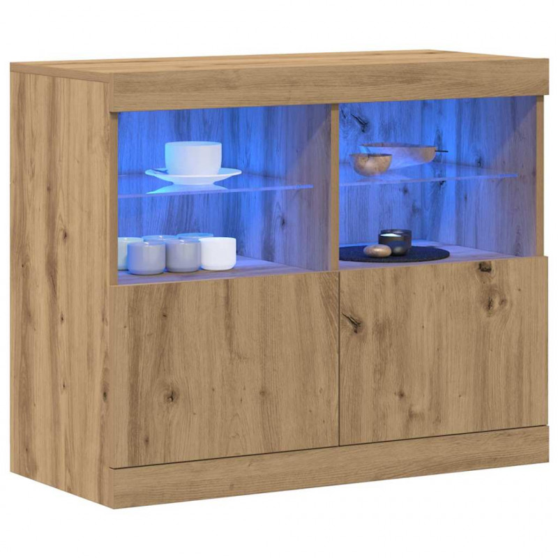 Komoda LED Brązowy 81 x 37 x 66,5 cm Materiał drewnopochodny
