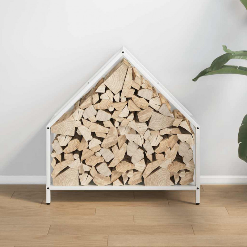 Stojak na drewno opałowe biały 60x25x60 cm