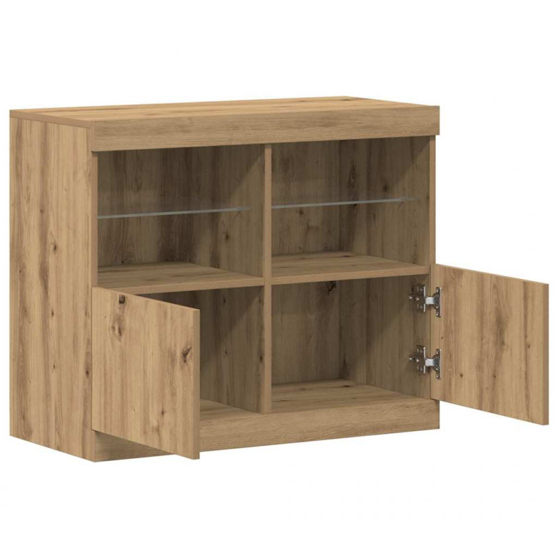 Komoda LED Brązowy 81 x 37 x 66,5 cm Materiał drewnopochodny