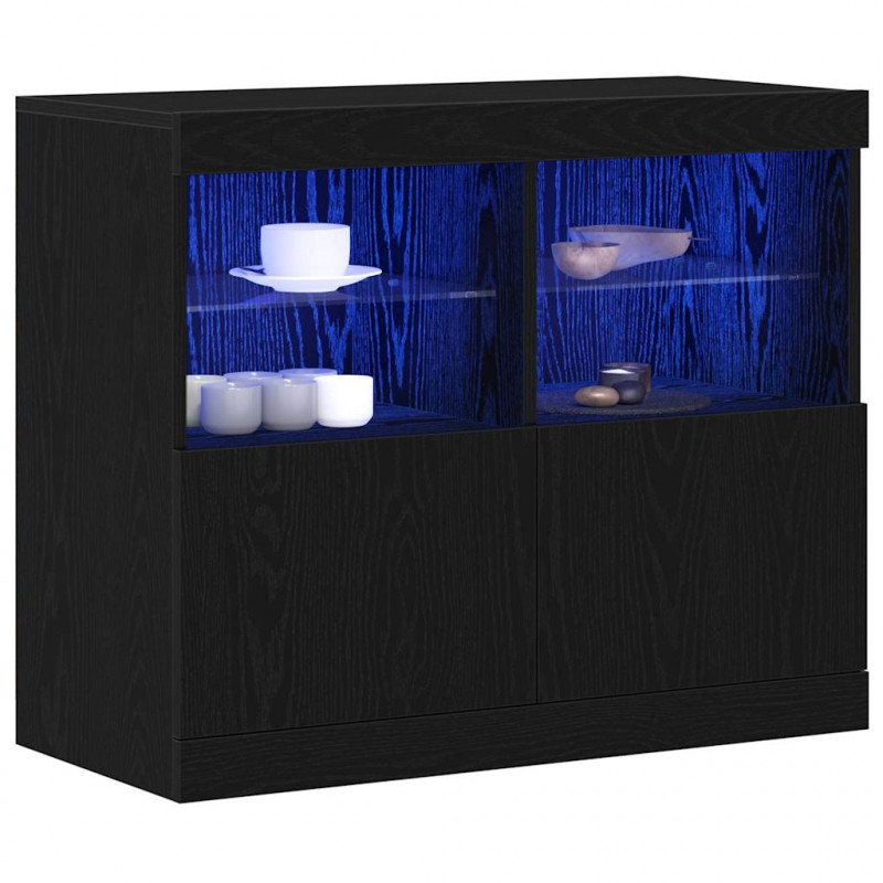 Komoda LED Czarny 81 x 37 x 66,5 cm Materiał drewnopochodny
