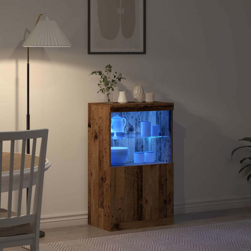 Komoda LED Brązowy 60 x 37 x 100 cm Materiał drewnopochodny
