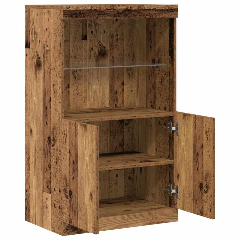 Komoda LED Brązowy 60 x 37 x 100 cm Materiał drewnopochodny