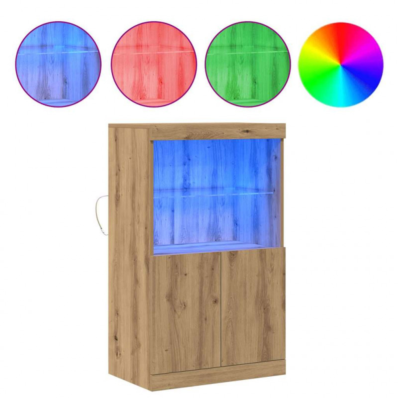Komoda LED Brązowy 60 x 37 x 100 cm Materiał drewnopochodny