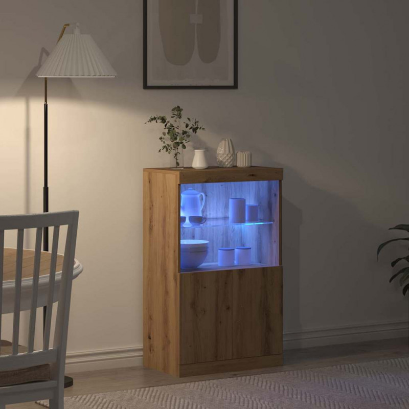 Komoda LED Brązowy 60 x 37 x 100 cm Materiał drewnopochodny