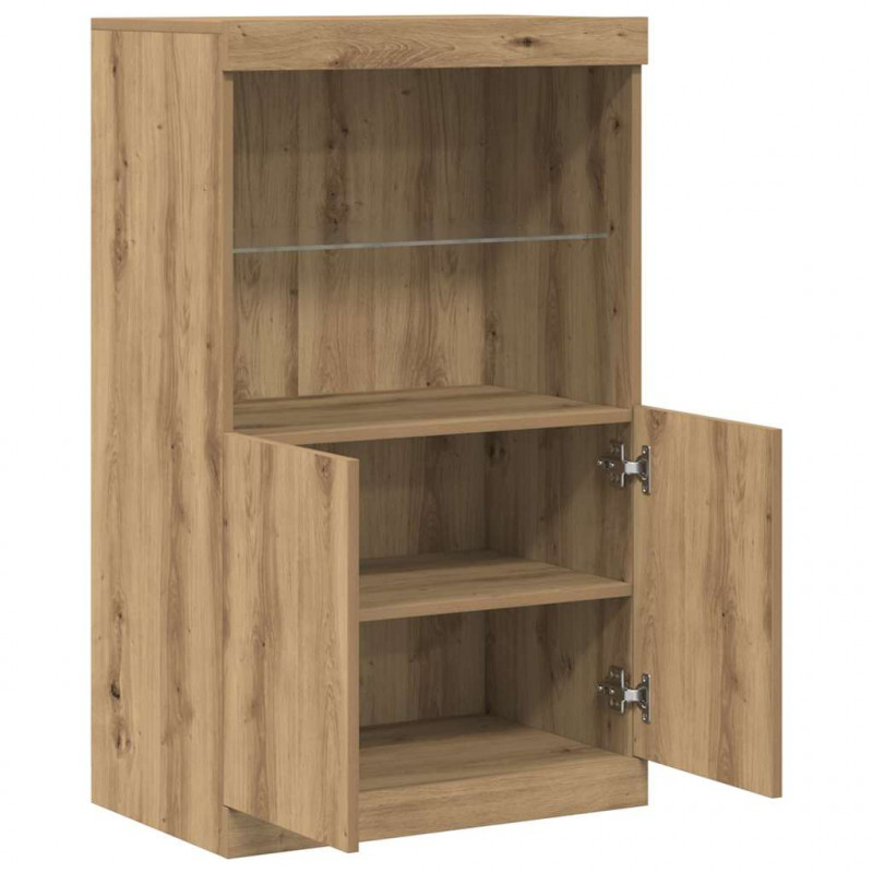 Komoda LED Brązowy 60 x 37 x 100 cm Materiał drewnopochodny