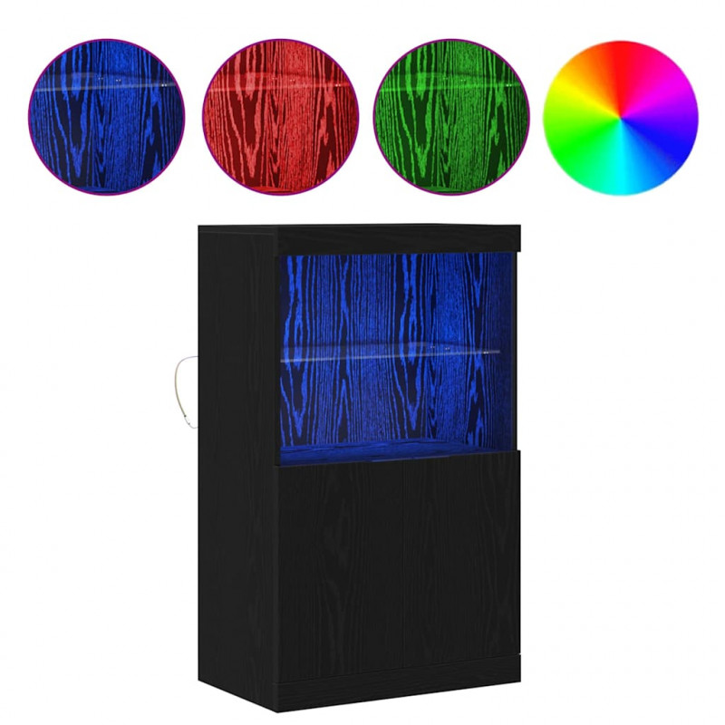 Komoda LED Czarny 60 x 37 x 100 cm Materiał drewnopochodny