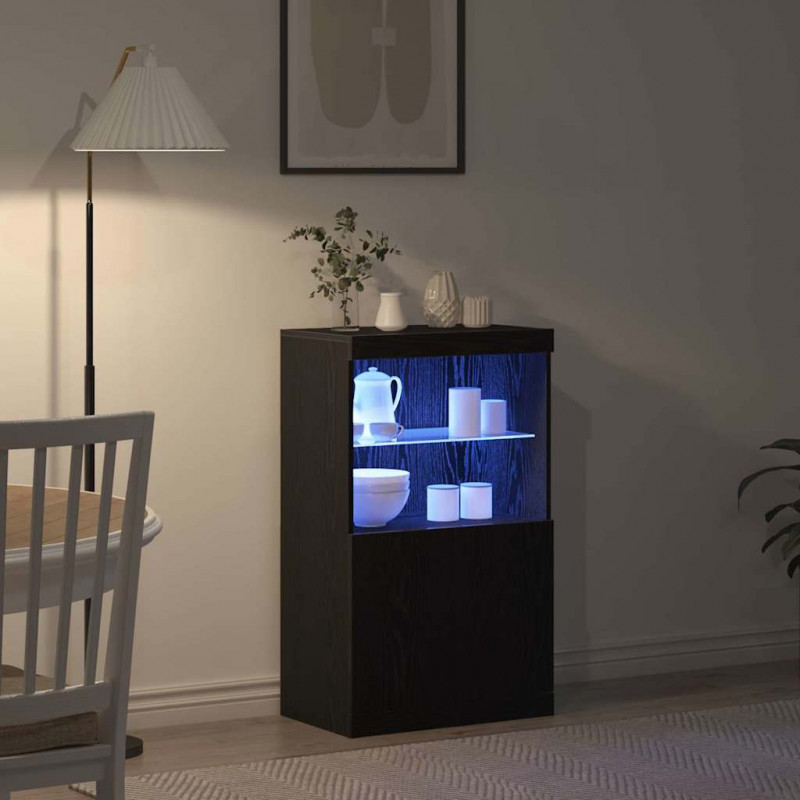Komoda LED Czarny 60 x 37 x 100 cm Materiał drewnopochodny