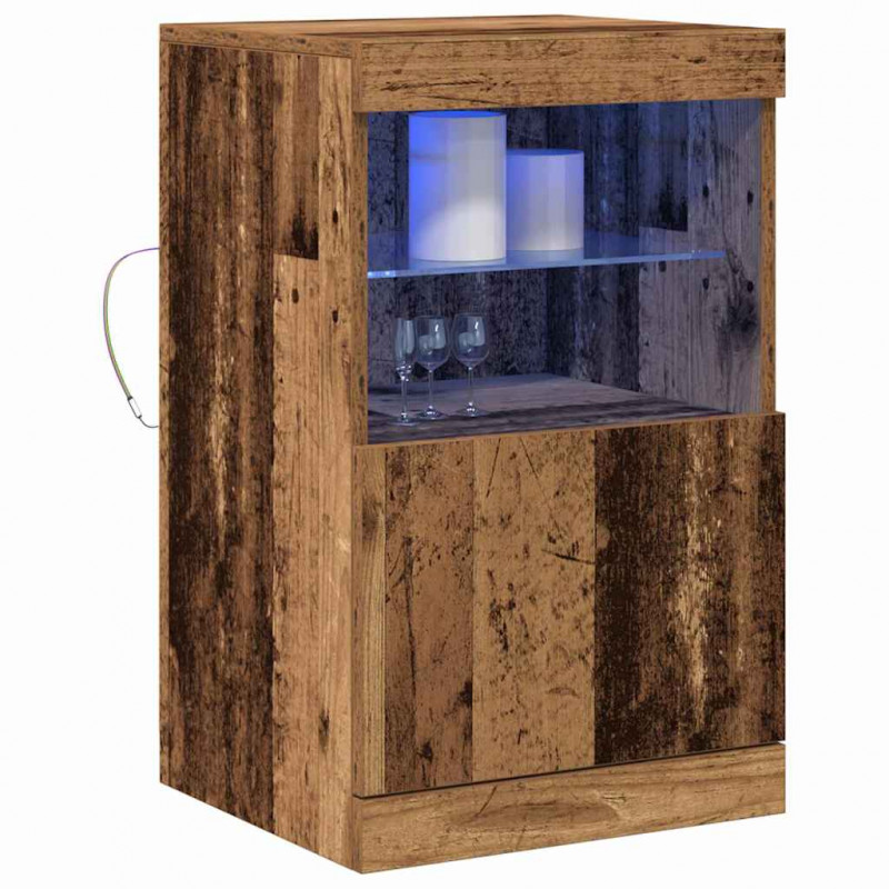 Komoda LED Stare drewno 41 x 37 x 67 cm Materiał drewnopochodny
