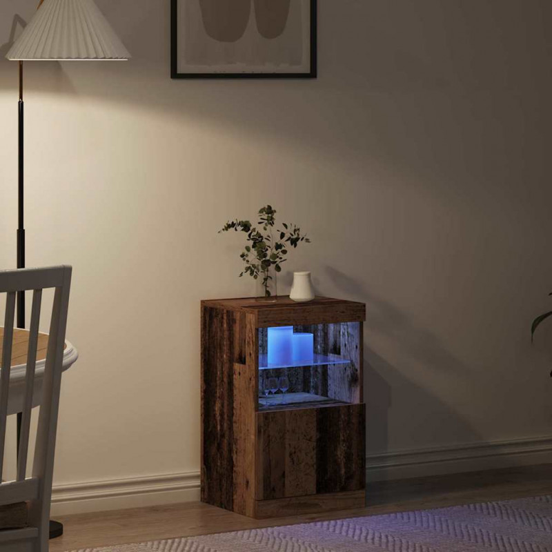 Komoda LED Stare drewno 41 x 37 x 67 cm Materiał drewnopochodny