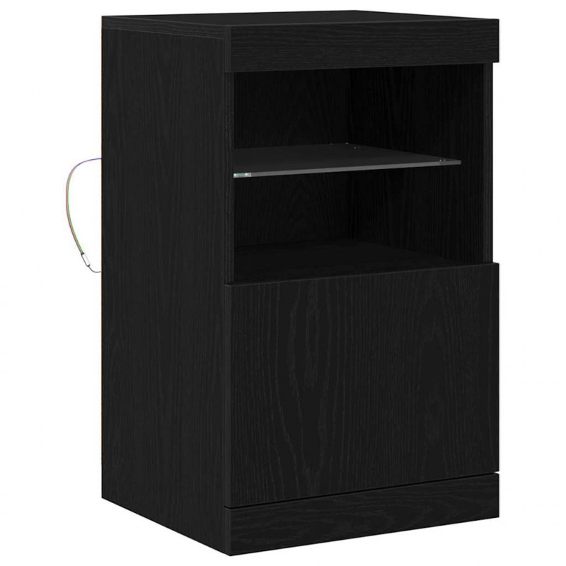 Komoda LED Czarny Dąb 41 x 37 x 67 cm Materiał drewnopochodny